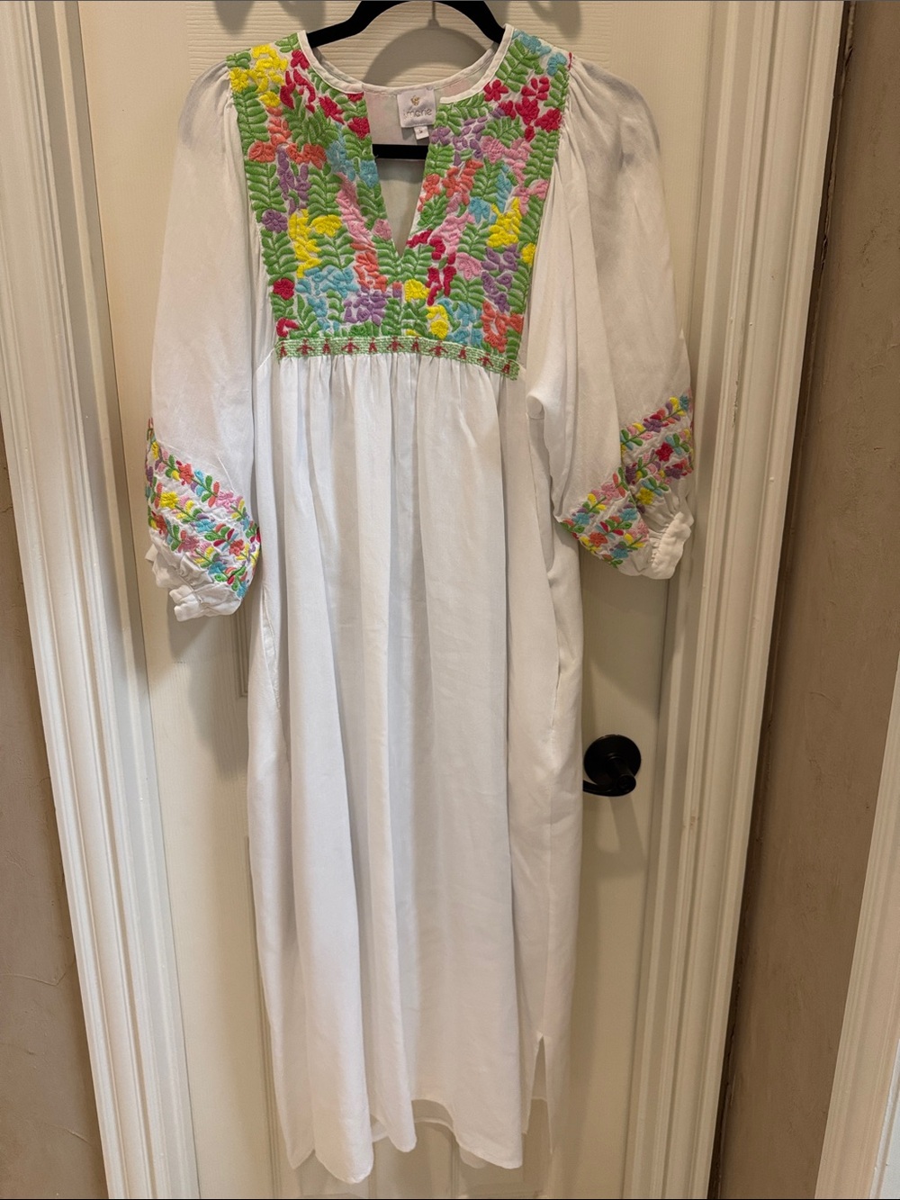 Beautiful Dress with Bright Multicolor Floral Embroidery